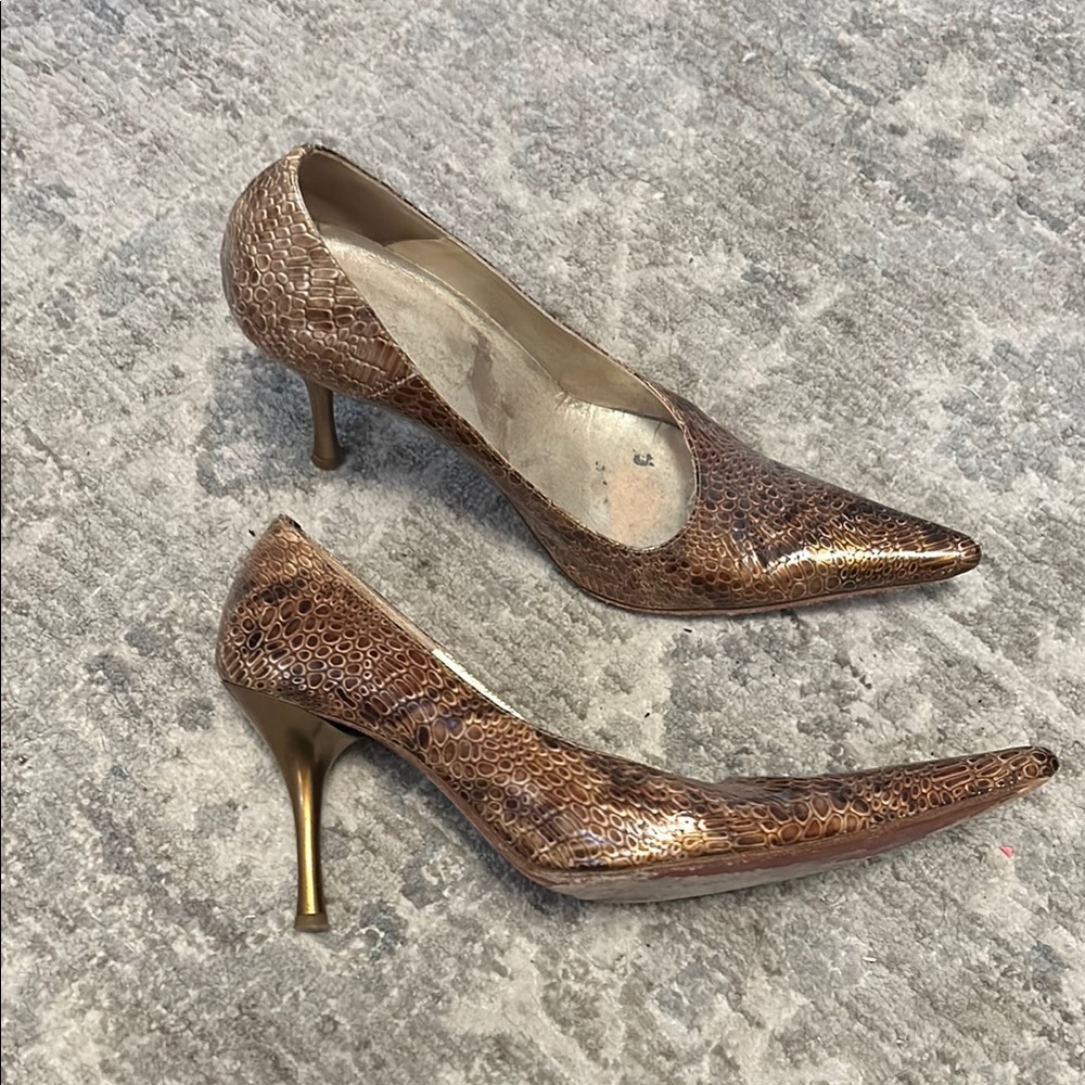 Elegant Brown Snakeskin Heels